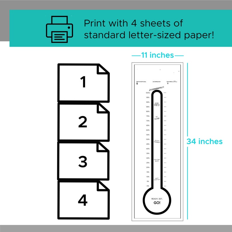 GIANT Thermometer - Printable Digital Download - Print at Home or ...