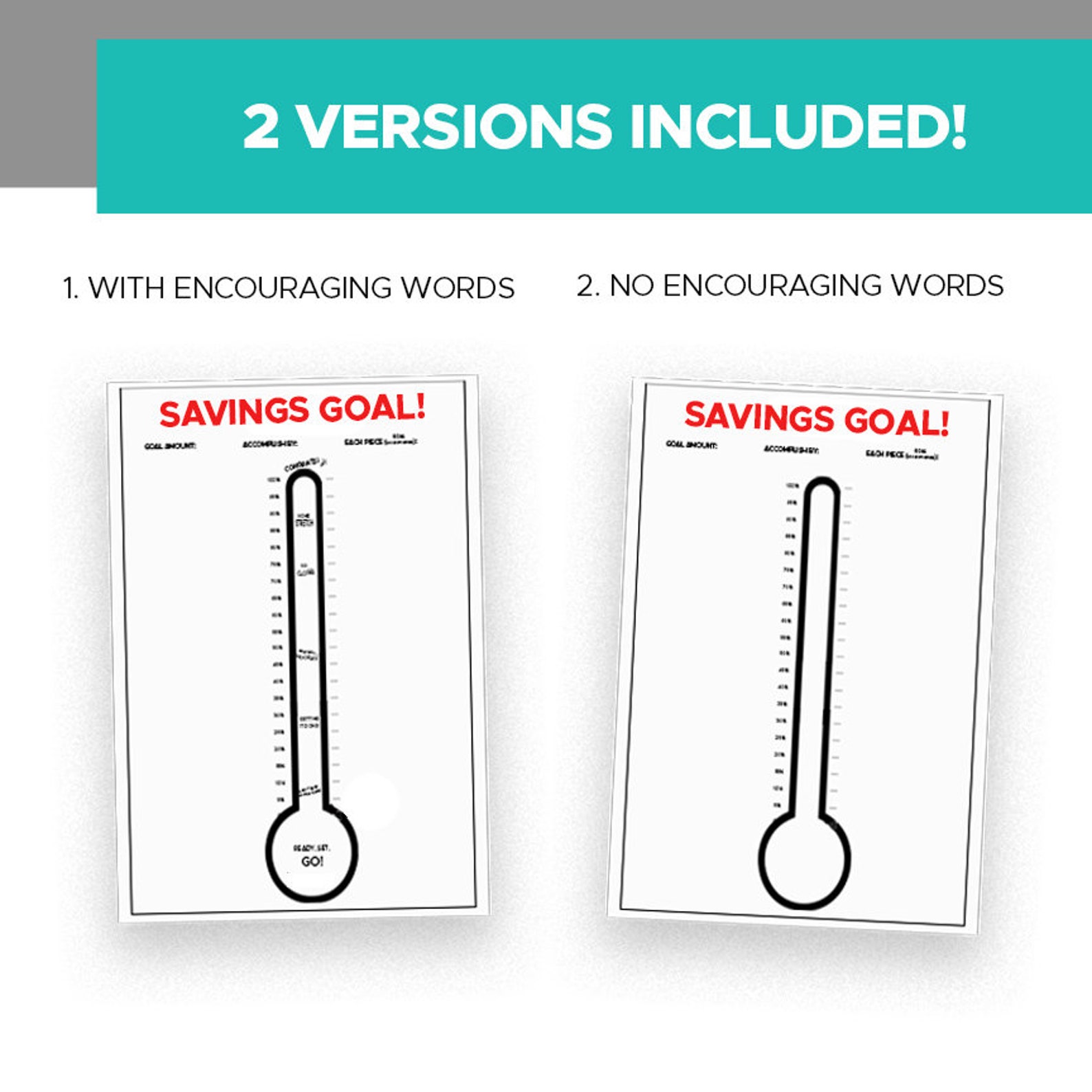 Medium Poster SAVINGS Thermometer Download & Print Track Goal Chart