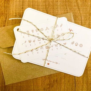 Coded message card + envelope - Announcement of an event, special request