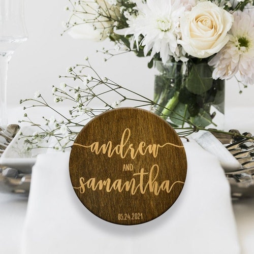 Custom Bulk Wedding Favors Personalized Wooden Coaster Set Etsy