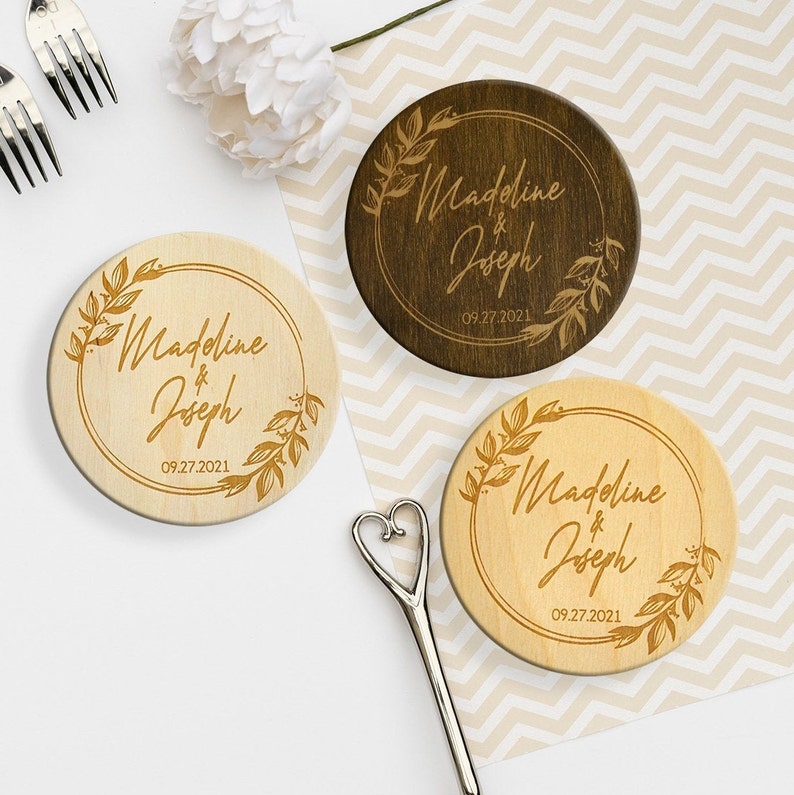 Custom wedding Coasters Rustic Wedding favors Wooden Etsy