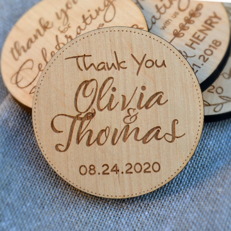 Thank you Wedding favor for guest Personalized Wood magnet Rustic Wedding Thank You Gift Shabby wedding favors