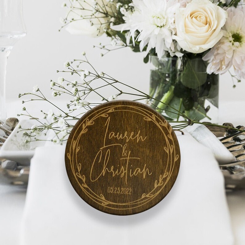 Wedding Personalised Coasters for Guests Rustic Wedding Etsy