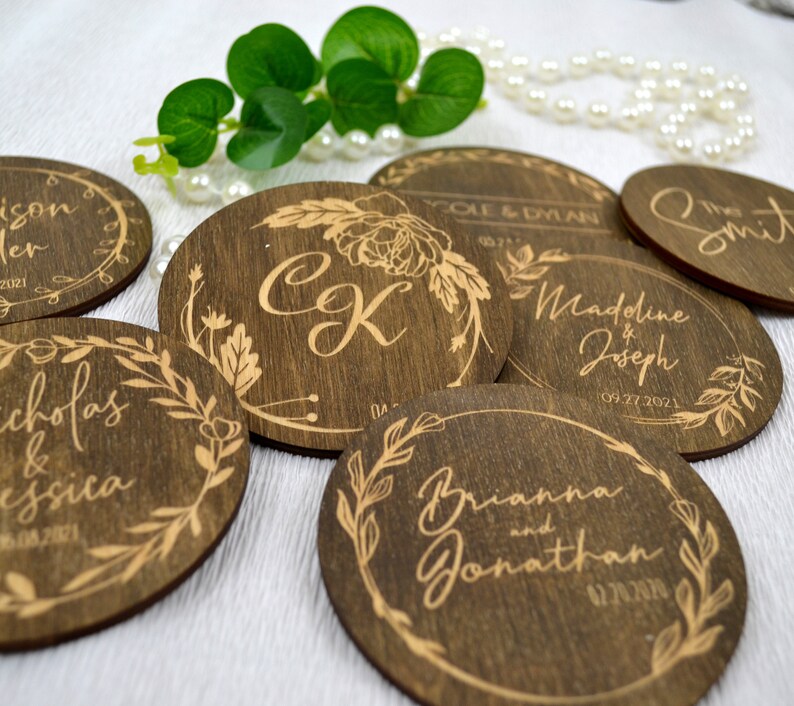 Custom wedding Coasters Rustic Wedding favors Wooden Etsy