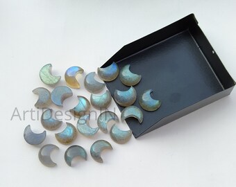AAA Labradorite Crescent Moon Cabochon, Loose Gemstone (8mm to 30mm)