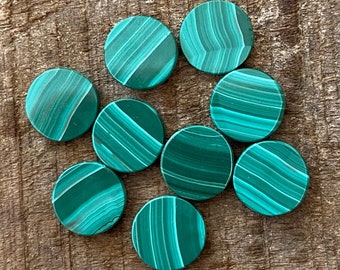 Natural Malachite Round Coin-Malachite Loose Smooth Disc-Calibrated loose Cabochons 5,6,8,9,10,11,12,13,14,15,16,17,18,19,20 MM