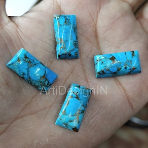 AAA Blue Copper Turquoise Rectangle Mohave Cabochon Calibrated Size Loose Gemstone Size 5x7,6x8,8x10,10x12,10x14,12x16,16x22,18x25,20x30 MM