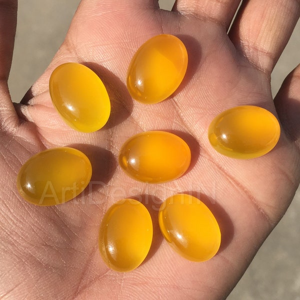 Natural Mango Chalcedony Oval Shape Cabochon Calibrated Size Loose Gemstone 4x6,5x7,6x8,7x9,8x10,9x11,10x12,10x14,12x16,13x18,18x25,20x30mm