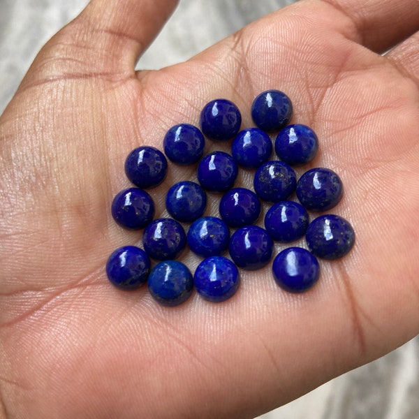 AAA Natural Lapis Lazuli Smooth Round Cabochon Calibrated Size Flat Back Loose Gemstone 2,3,4,5,6,7,8,9,10,11,12,13,14,16,18,20,25,30,40 MM