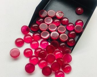 Deep Pink Ruby Quartz Cabochons – 4mm Round Gemstones, 25 Pcs