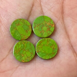AAA Green Copper Turquoise Round Coin Mohave Turquoise Smooth Disc-Calibrated loose Cabochons 5,6,8,9,10,11,12,13,14,15,16,17,18,19,20 MM