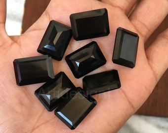 AAA Natural Negro Onyx rectángulo Faceted Cut Calibrado Piedras preciosas sueltas 4x6,5x7,6x8,7x9,8x10,10x12,10x14,12x16,15x20,16x22,18x25,20x30MM