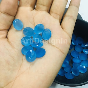 AAA Natural Blue Chalcedony Oval Faceted Cut Gemstone 3x5,4x6,5x7,6x8,7x9,8x10,9x11,10x12,10x14,12x16,13x18,15x20,16x22,20x30MM
