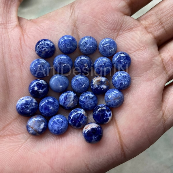 AAA Quality Natural Round Sodalite Cabochon Calibrated size Loose Gemstone 2,3,4,5,6,7,8,9,10,11,12,13,14,15,16,17,18,19,20,25,30,40 MM
