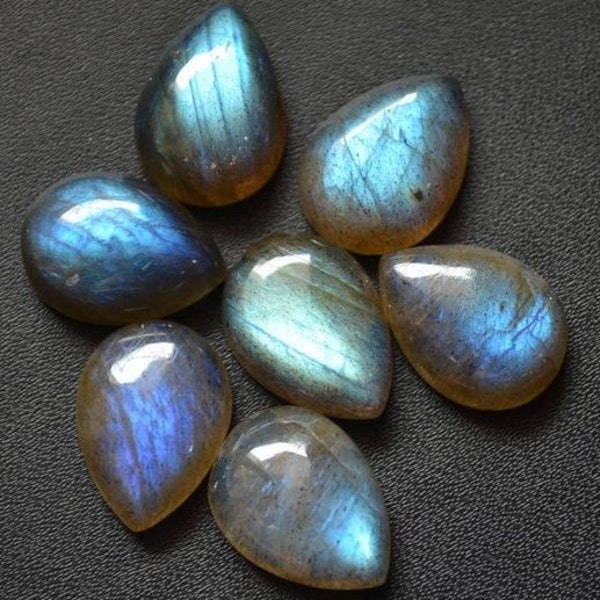 3x5mm to 20x30mm AAA Quality Natural Labradorite Pear Cabochon Flat Back Blue Fire Labradorite Cabs