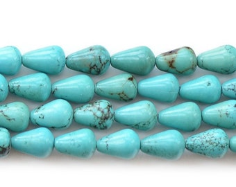 Genuine Turquoise Flat Teardrops Briolette Beads 12-14 mm 2pcs