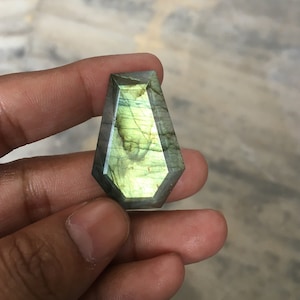 Natural Labradorite Coffin Shape Faceted Cut Flat back ,Size: 21x32x5 mm