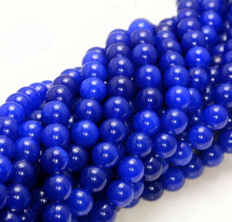 Natural Deep Blue Jade Round Beads 6mm 8mm 10mm Smooth Jade Beads For Jewelry Making Gemstone Beads Loose Jade Beads