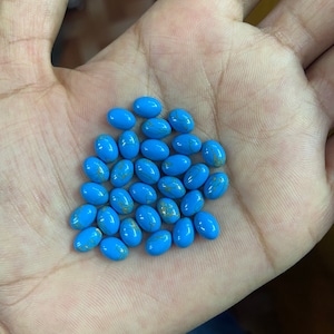Blue Copper Turquoise Oval Loose Cabochon Calibrated Gemstone  4x6,5x7,6x8,7x9,8x10,9x11,10x12,10x14,12x16,13x18,15x20,16x22,18x25,20x30 mm
