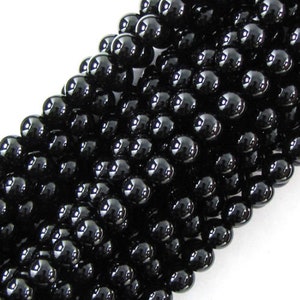 AAA Quality Natural Black Onyx Round Beads Gemstone 15&quot; Strand 4mm 6mm 8mm 10mm 12mm Genuine Natural Stones