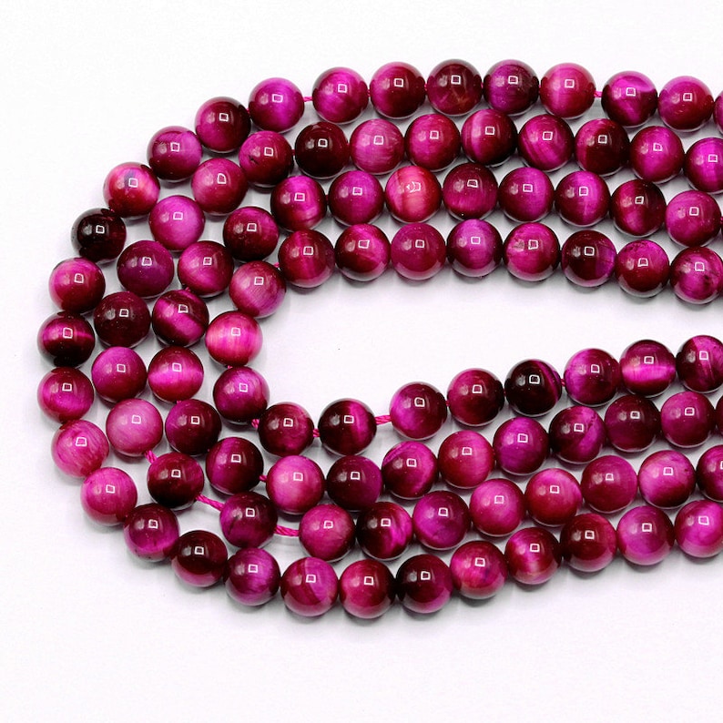 15 Full Strand 8MM Pink Tiger Eye Beads Round Smooth Natural Gemstone Beads 8mm