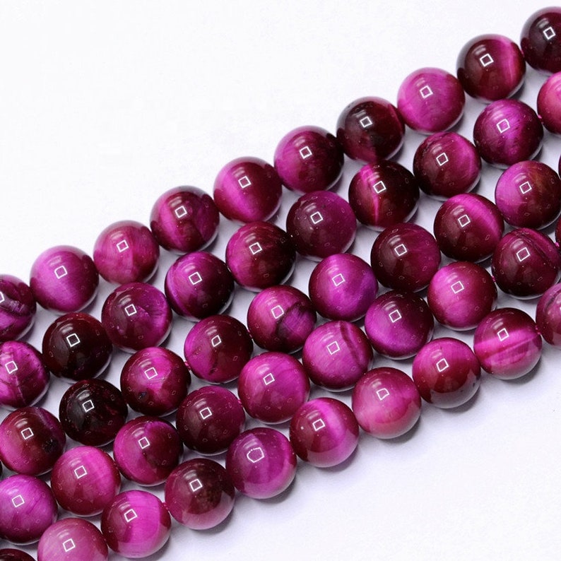 15 Full Strand 8MM Pink Tiger Eye Beads Round Smooth Natural Gemstone Beads 8mm