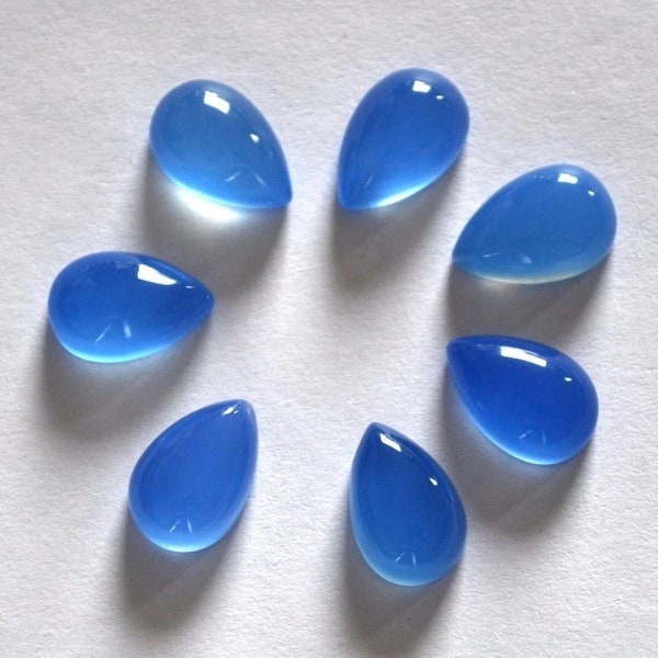 Natural Blue Chalcedony Pear Shape Cabochon, Calibrated Size 5x7,6x8,7x9,8x10,9x11,10x12,10x14,12x16,13x18,15x20,16x22,18x25,20x30 mm