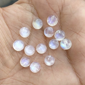 25 Pieces 6x6mm Natural Rainbow Moonstone Round Cabochon, Rainbow Moonstone Loose Stone, Semi Precious Gemstone Cabochon