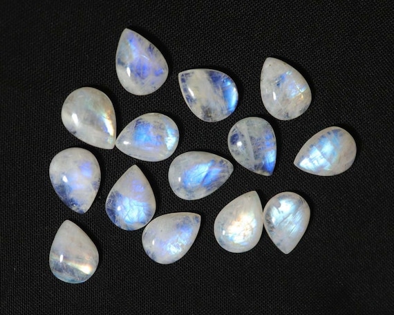 12x16mm Calibrated Size Loose Gemstone Rainbow Moonstone Cabochon Pear 3X4mm 