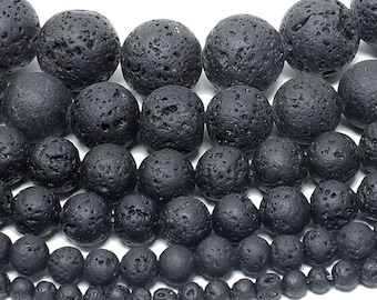 Natural Black Lava Beads 6mm 8mm 10mm round volcanic rock beads,lava rock gem stone, black mala beads