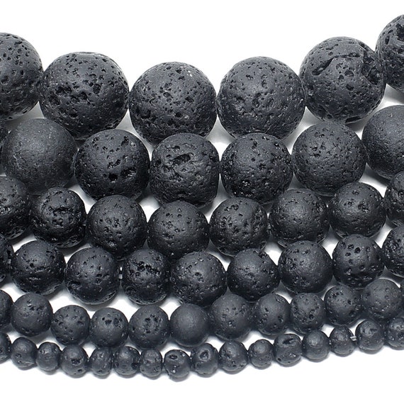 Natural Black Lava Beads 6mm 8mm 10mm Round Volcanic Rock Beads