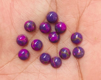 Natural Purple Copper Turquoise 5mm Round Cabochon – Jewelry Making Gemstones (25 Pcs)