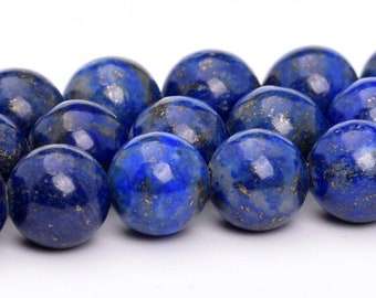 Cuentas redondas de lapislázuli natural AAA Bolas lisas - Cuentas de 4 mm, 6 mm, 8 mm, 10 mm, 12 mm Tiras de cuentas de media hebra y hebra completa