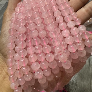 Natural Pink Rose Quartz 4mm, 6mm, 8mm, 10mm, 12mm, Clear Rose Quartz, Pink Quartz Round Beads , Rose Quartz Gemstone 15.5&quot; Full Strand