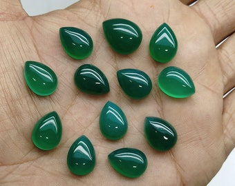 Natural Green Onyx Pear Cabochon Calibrated size Loose Gemstone 5x7,6x8,7x9,8x10,9x11,10x12,10x14,12x16,13x18,15x20,16x22,18x25,20x30 mm