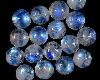 6mm to 26mm Blue flashy AAA Quality Natural Rainbow moonstone Cabochon Loose Semiprecious Gemstone