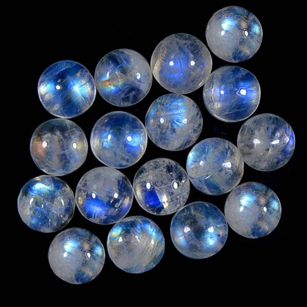 3mm to 30mm AAA Natural Blue flashy Rainbow moonstone Cabochon Calibrated Sizes Loose Gemstone 3,4,6,8,10,12,14,15,16,18,20,22,23,24,30 mm