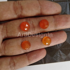 AAA Natural Carnelian Rose Cut Faceted Flat Back Calibrated Sizes loose Gemstone 4,5,6,7,8,9,10,11,12,13,14 MM