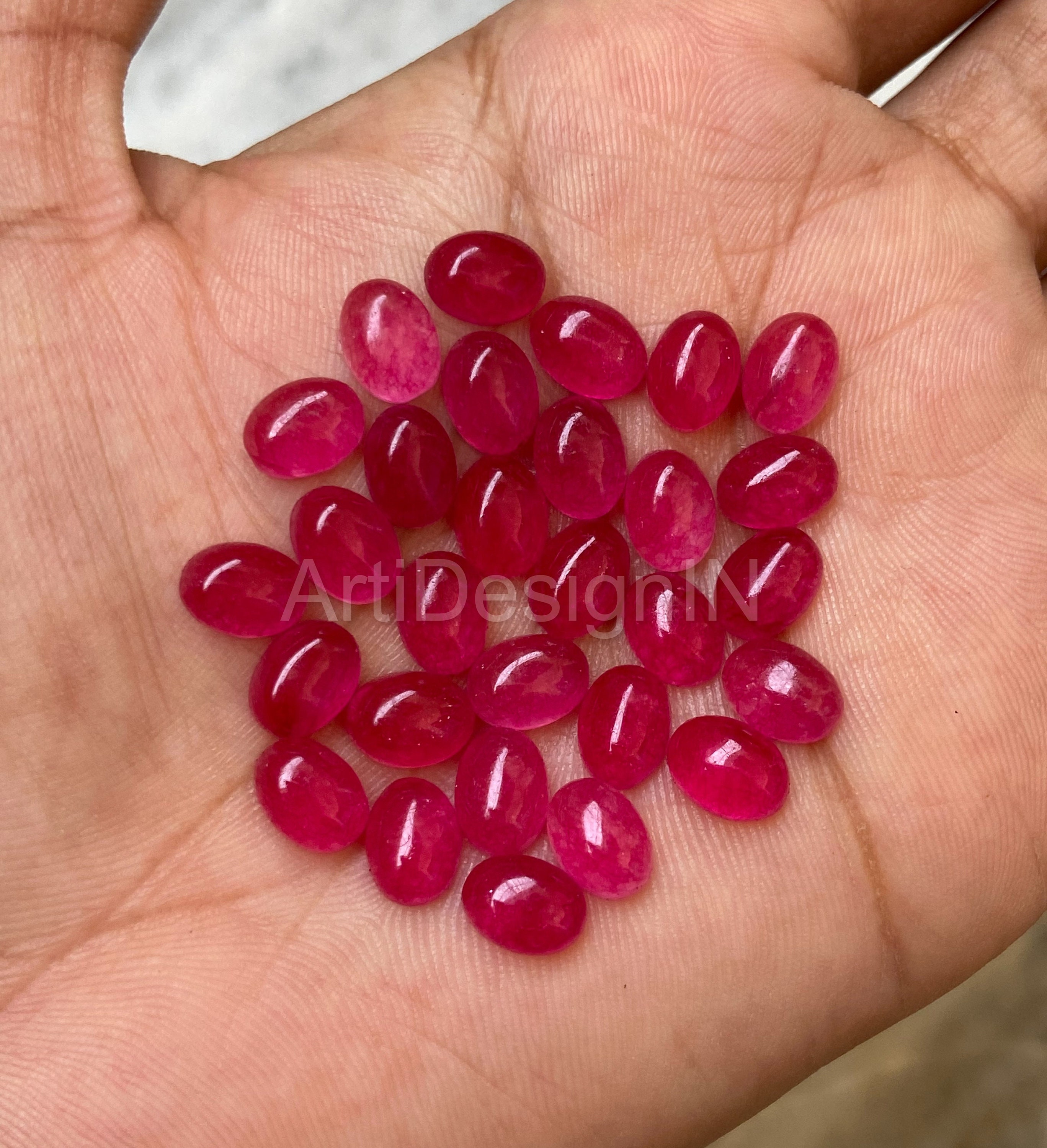 Natural Ruby Quartz Oval Cabochon Calibrated Size Loose Gemstone