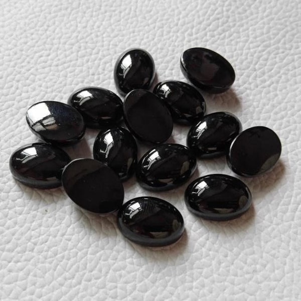 AAA Natural Black Onyx Oval Shape Cabochon Calibrated Size Loose Gemstone 4x6,5x7,6x8,7x9,8x10,9x11,10x12,10x14,12x16,13x18,18x25,20x30mm