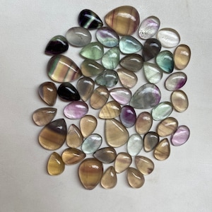 Natural Multi Flourite  Cabochon Mix Shape Calibrated Size Flat Back Loose Gemstone 2,3,4,5,6,7,8,9,10,11,12,13,14,16,18,20,25,30,40 MM
