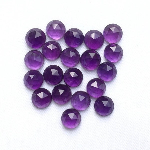 AAA Natural Amethyst Round Rose Cut Cabochon, Purple Amethyst Round Gemstone, Calibrated Loose Gemstone Size 3mm to 40mm