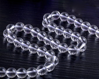 Naturliga klara kristallkvarts släta runda pärlor 6 mm 8 mm 10 mm 12 mm 15" hel sträng