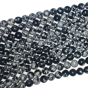 Natural Snowflake Beads, AAA Round Snowflake Gemstone Beads, 6mm, 8mm, 10mm,  15&quot; inch Full Strand