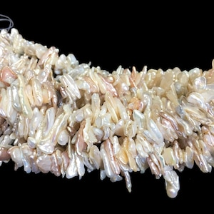 AAA Natural Freshwater Pearls Biwa Stick Pearls 6x25 6x35mm White Color Loose Pearls 15&quot; one strand