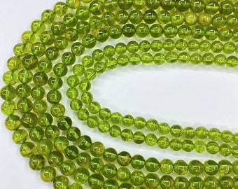 AAA High Quality Peridot Round beads 4MM 6MM 8MM Star Quality Peridot Round Smooth Beads 15.5" Full Strand