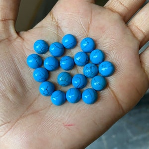 Blue Howlite Round Cabochon Calibrated size Loose Gemstone 2,3,4,5,6,7,8,9,10,11,12,13,14,15,16,17,18,19,20,25,30,40 MM