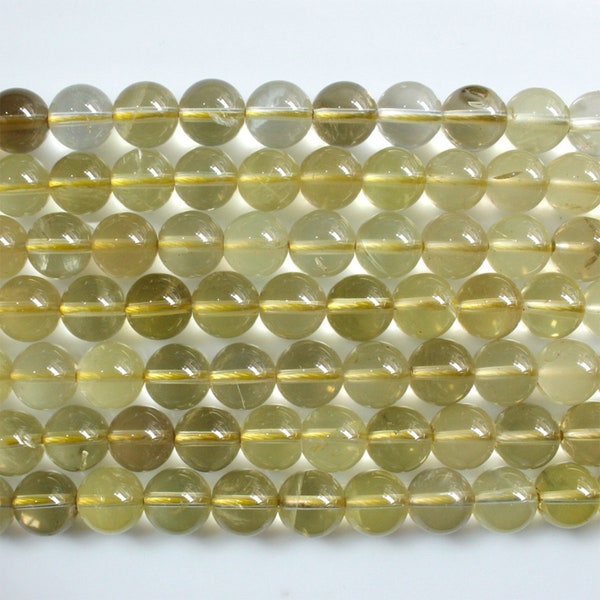 AAA Quality Natural Lemon Topaz Smooth Round Ball Beads, 6mm, 8mm, 10mm, Lemon Topaz, 15 Inch Round Balls