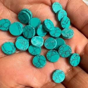 AAA Quality Blue Turquoise Round Coin Loose Flat Disc Coin For Jewelry Making-Calibrated Cabochon5,6,8,9,10,11,12,13,14,15,16,17,18,19,20 MM