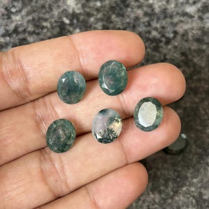 ジュエリー製作用天然モスアゲート（楕円形ファセットカット）（4×6mm～16×22mm）